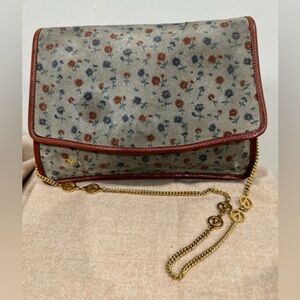 Valentino Garavani Floral Suede Leather Shoulder bag with Gold Valentino Chain